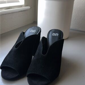 BP Tonya Black Suede Mules